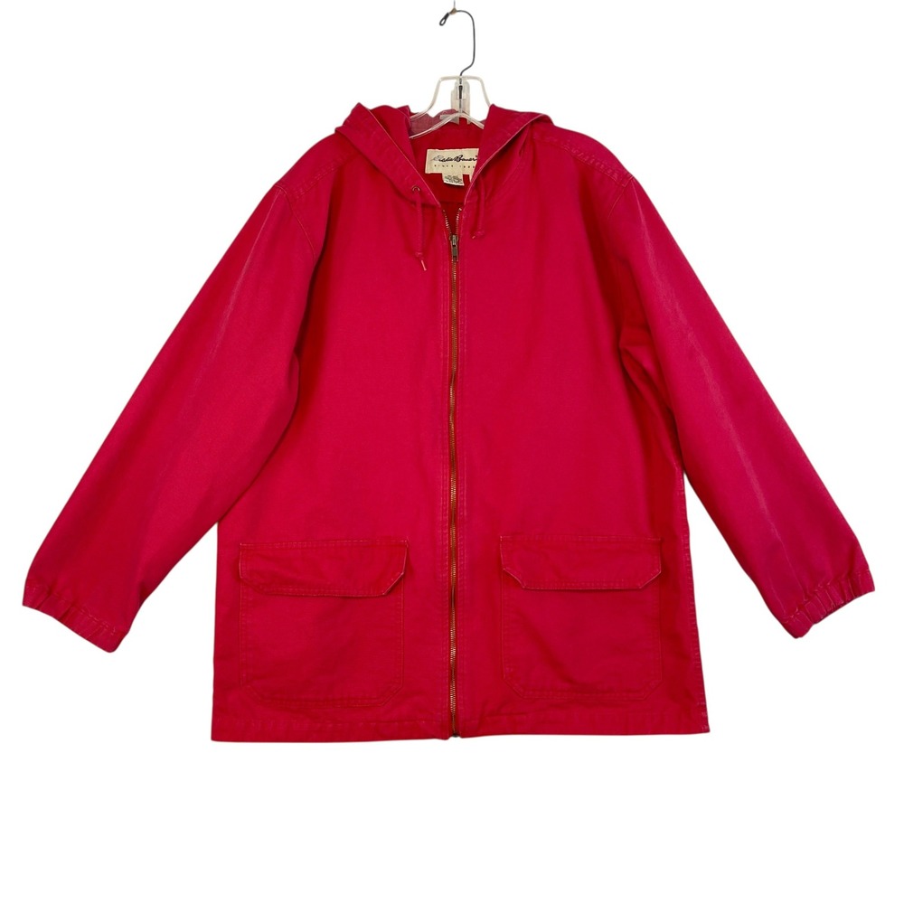 Eddie Bauer Red Canvas Chore Barn Jacket Womens Medium 100% Cotton Utility Coat